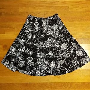 Black and white floral skirt
